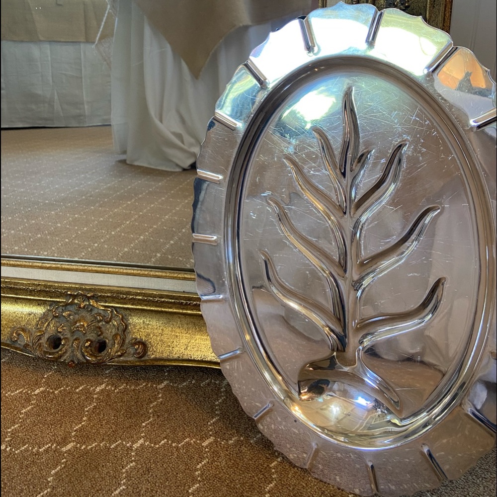 Vintage Footed Tree of Life Silver Meat/Fish Tray